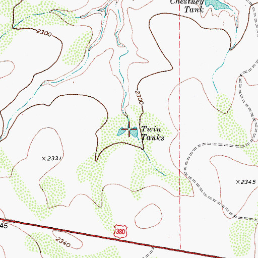 Topographic Map of Twin Tanks, TX