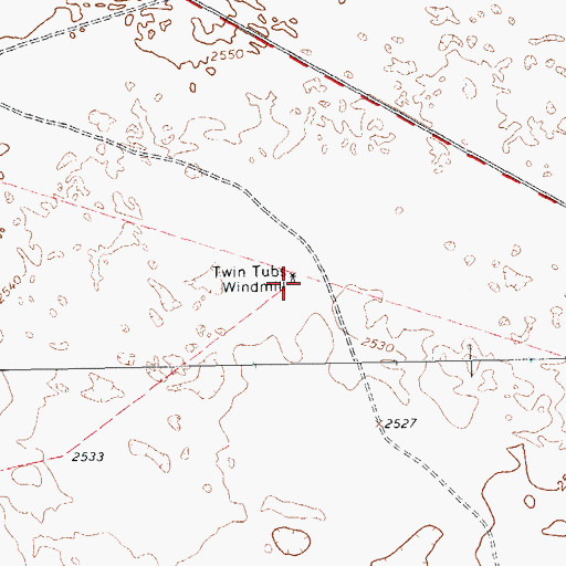 Topographic Map of Twin Tubs Windmill, TX