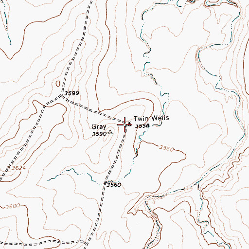 Topographic Map of Twin Wells, TX