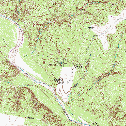 Topographic Map of Twin Windmills, TX