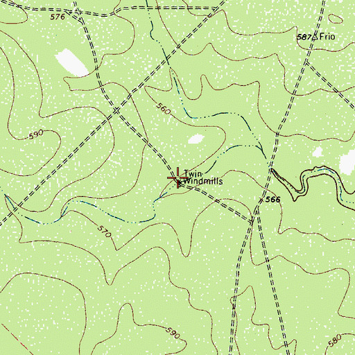 Topographic Map of Twin Windmills, TX