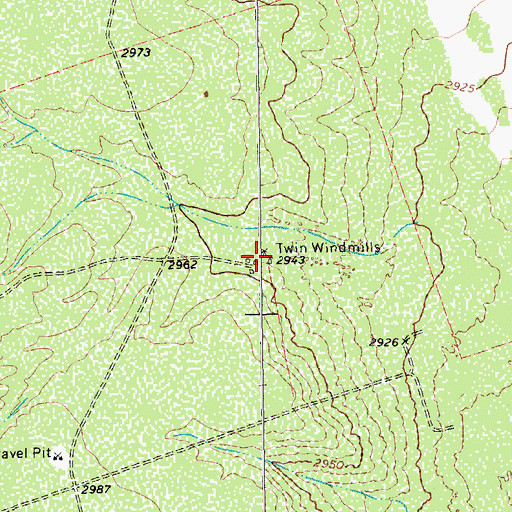 Topographic Map of Twin Windmills, TX