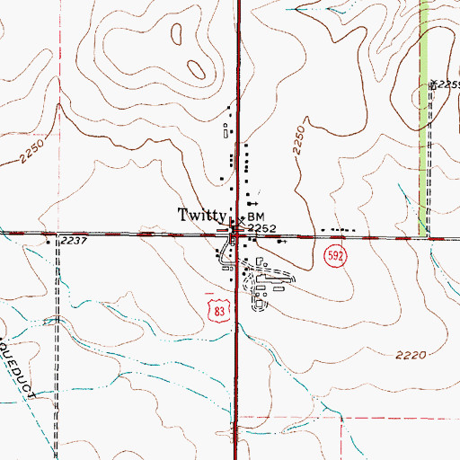 Topographic Map of Twitty, TX