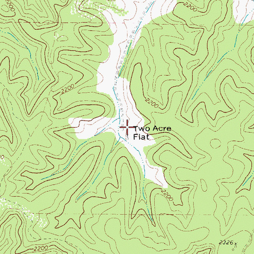 Topographic Map of Two Acre Flat, TX