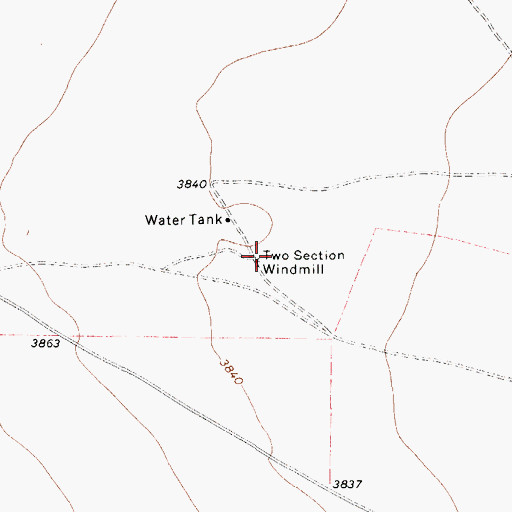 Topographic Map of Two Section Windmill, TX