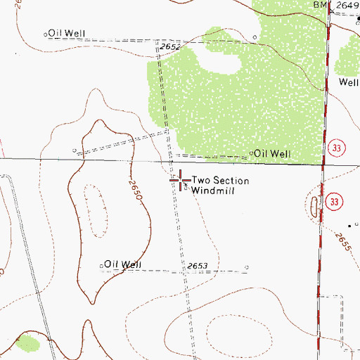 Topographic Map of Two Section Windmill, TX