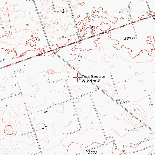 Topographic Map of Two Section Windmill, TX