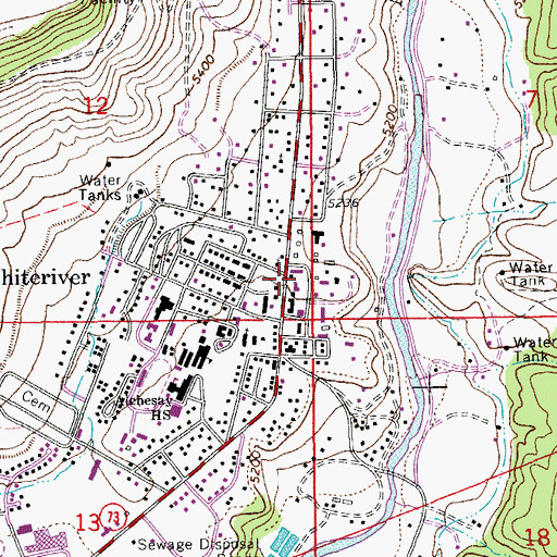 Topographic Map of Whiteriver, AZ
