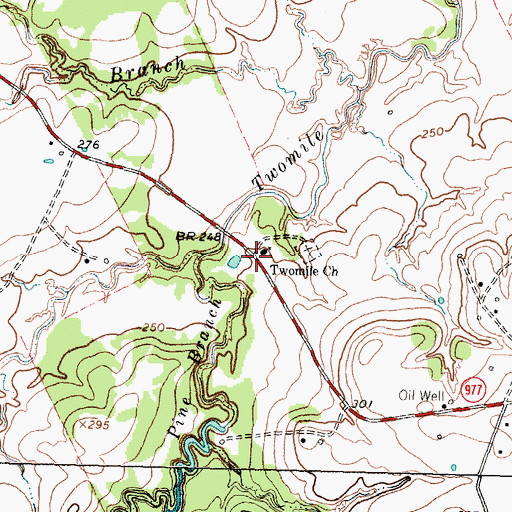 Topographic Map of Twomile Church, TX