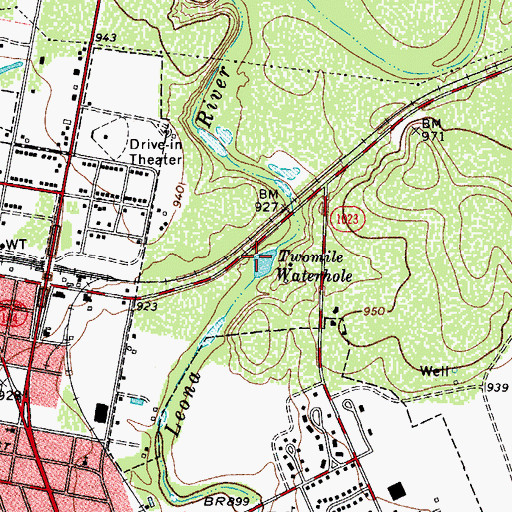 Topographic Map of Twomile Waterhole, TX