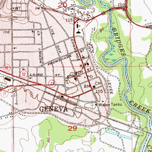 Topographic Map of First United Methodist Church, AL