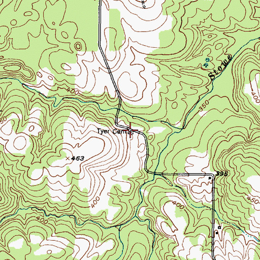 Topographic Map of Tyer Cemetery, TX