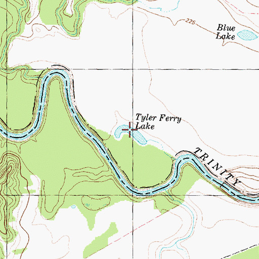 Topographic Map of Tyler Ferry Lake, TX