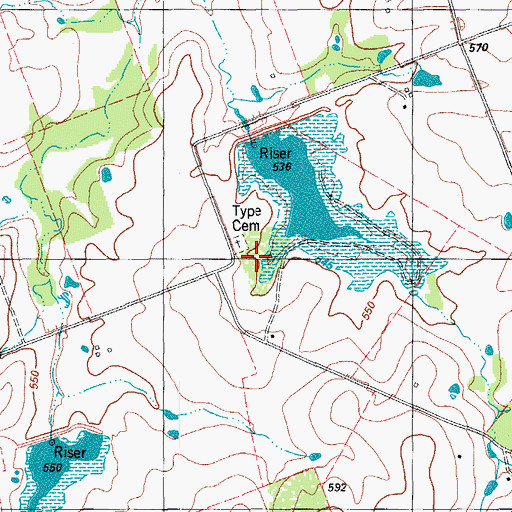 Topographic Map of Type Church, TX