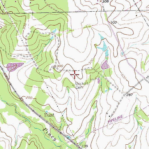 Topographic Map of Ueckert Cemetery, TX