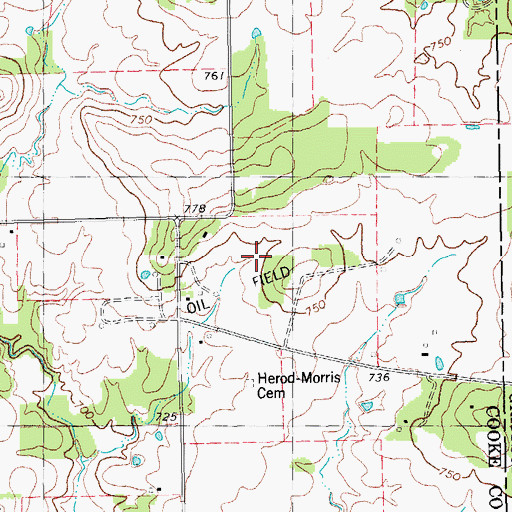 Topographic Map of Underwood Oil Field, TX