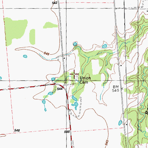 Topographic Map of Union Cemetery, TX
