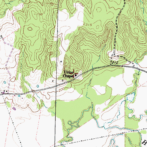 Topographic Map of Union Chapel, TX