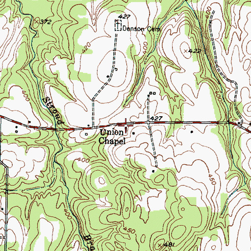 Topographic Map of Union Chapel, TX