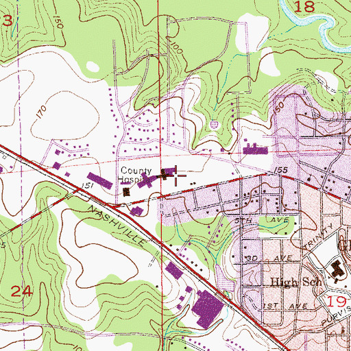 Topographic Map of Wiregrass Medical Center, AL