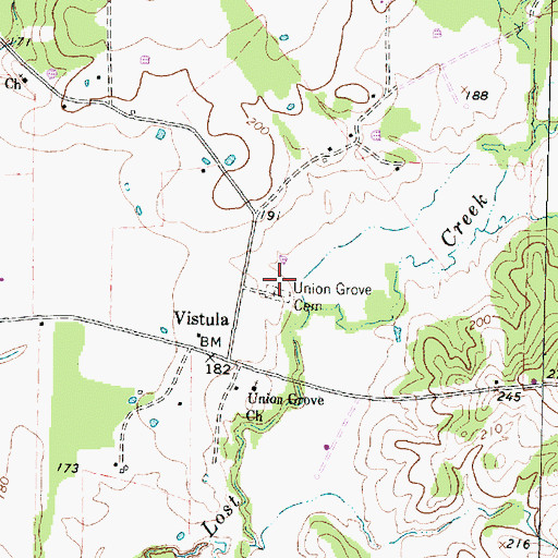 Topographic Map of Union Grove Cemetery, TX