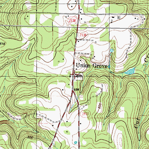 Topographic Map of Union Grove Church, TX