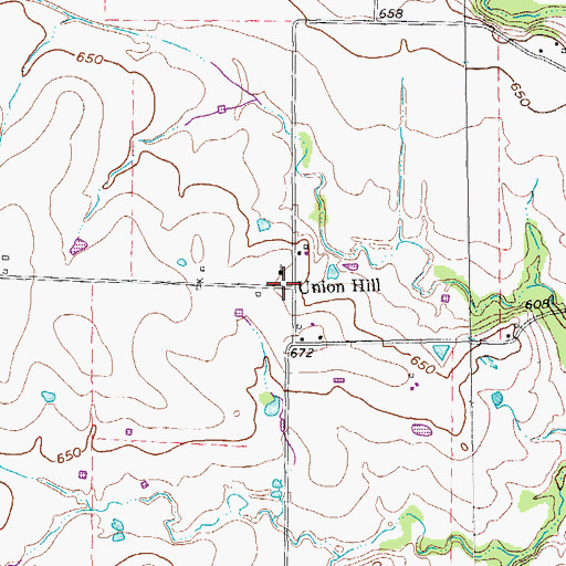 Topographic Map of Union Hill, TX