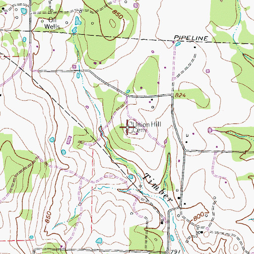 Topographic Map of Union Hill Cemetery, TX