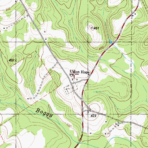 Topographic Map of Union Hope School, TX