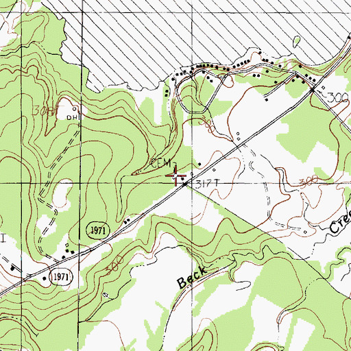 Topographic Map of Union Murvaul Cemetery, TX