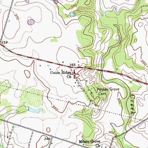 Topographic Map of Union Ridge Church, TX