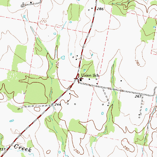 Topographic Map of Union School, TX