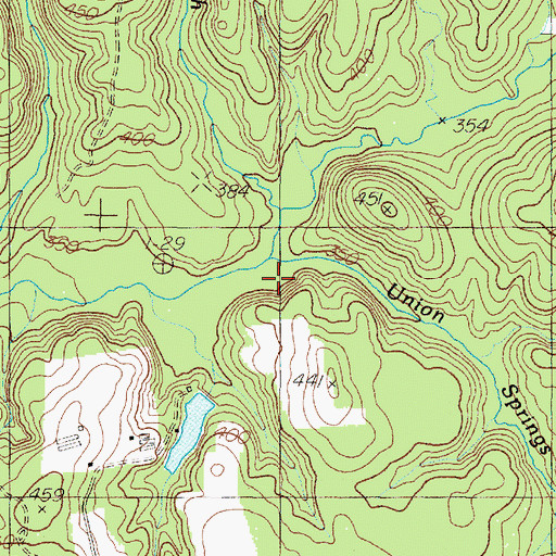 Topographic Map of Union Springs Branch, TX
