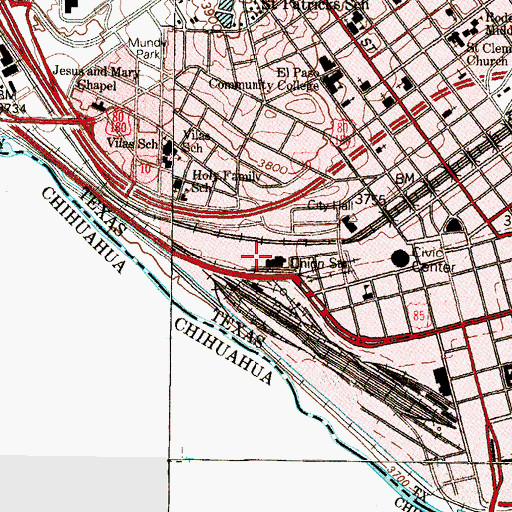 Topographic Map of Union Station, TX