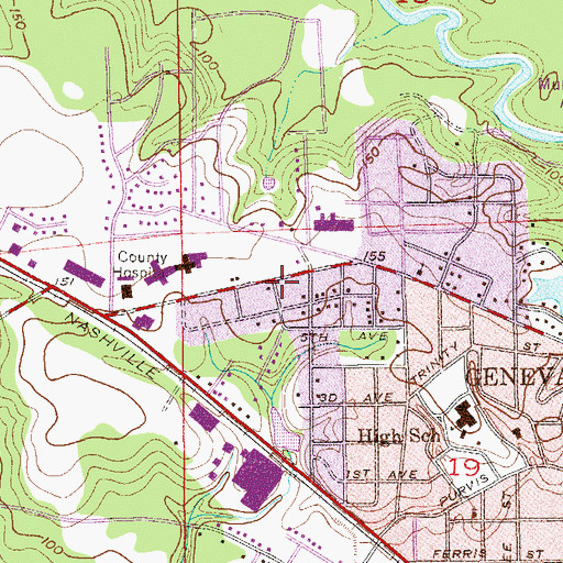 Topographic Map of Maple Avenue Baptist Church, AL