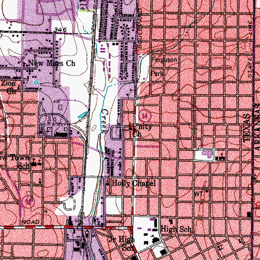 Topographic Map of Unity Church, TX