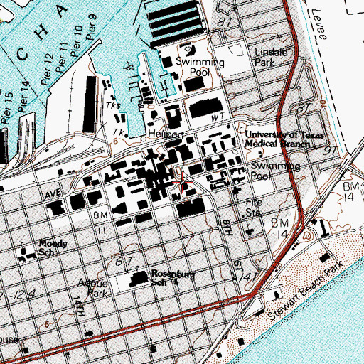 Topographic Map of University of Texas Medical Branch, TX