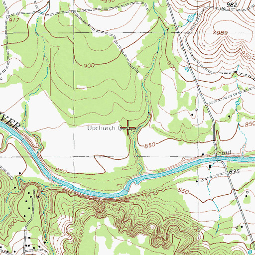 Topographic Map of Upchurch Cemetery, TX