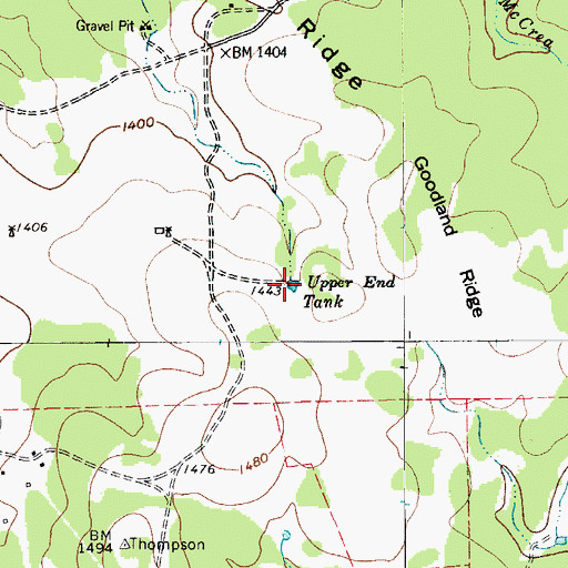Topographic Map of Upper End Tank, TX