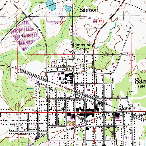 Topographic Map of Samson High School, AL