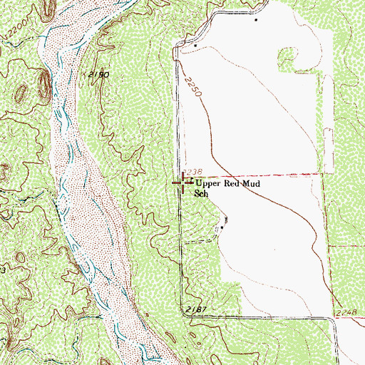 Topographic Map of Upper Red Mud School, TX