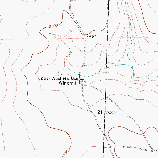 Topographic Map of Upper West Hollow Windmill, TX