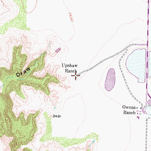 Topographic Map of Upshaw Ranch, TX