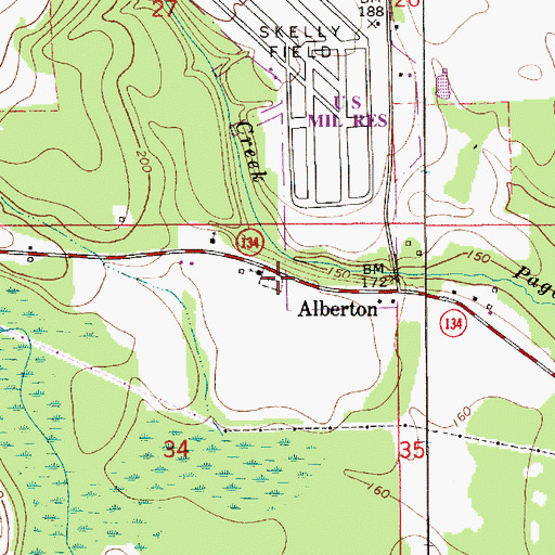 Topographic Map of Alberton Cemetery, AL