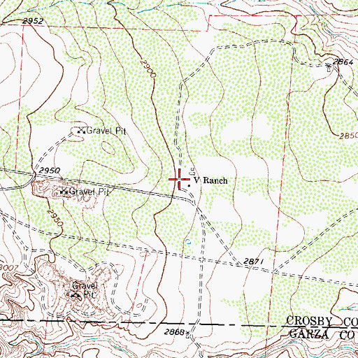 Topographic Map of V Ranch, TX