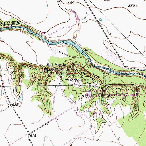 Topographic Map of Val Verde Camp, TX