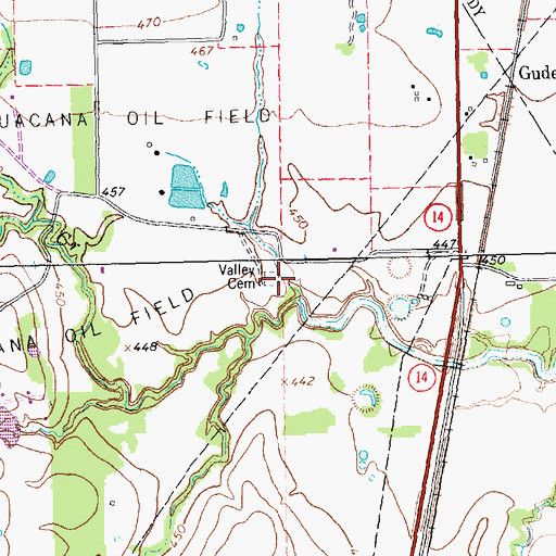 Topographic Map of Valley Cemetery, TX