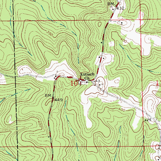Topographic Map of Antioch Cemetery, AL