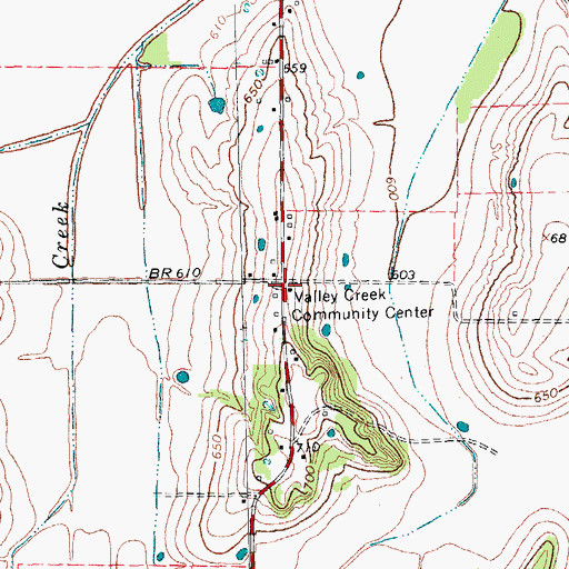 Topographic Map of Valley Creek Community Center, TX