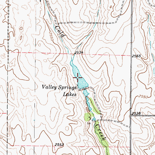 Topographic Map of Valley Springs Lakes, TX